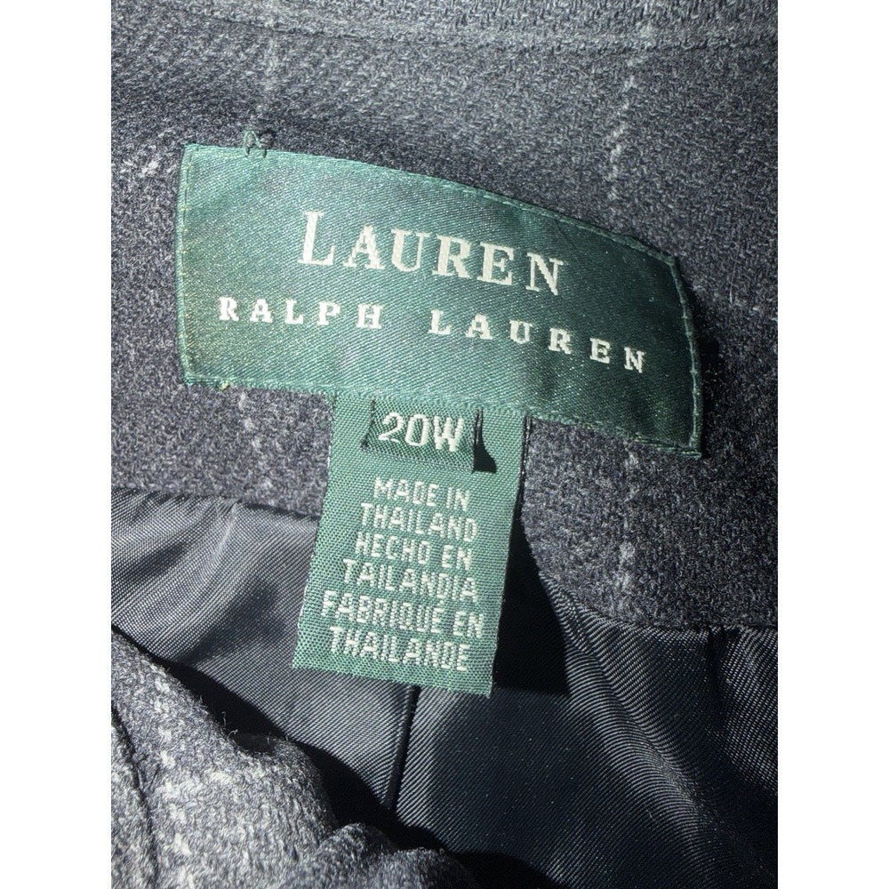 Lauren Ralph Lauren Womens 20W Lambswool Windowpane Coat Gray Hidden Button - Picture 2 of 13